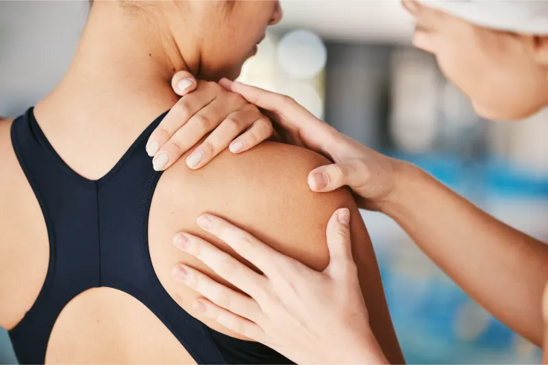 closeup shoulder pain or girl swimmer with injury 2023 11 27 05 31 10 utc 4